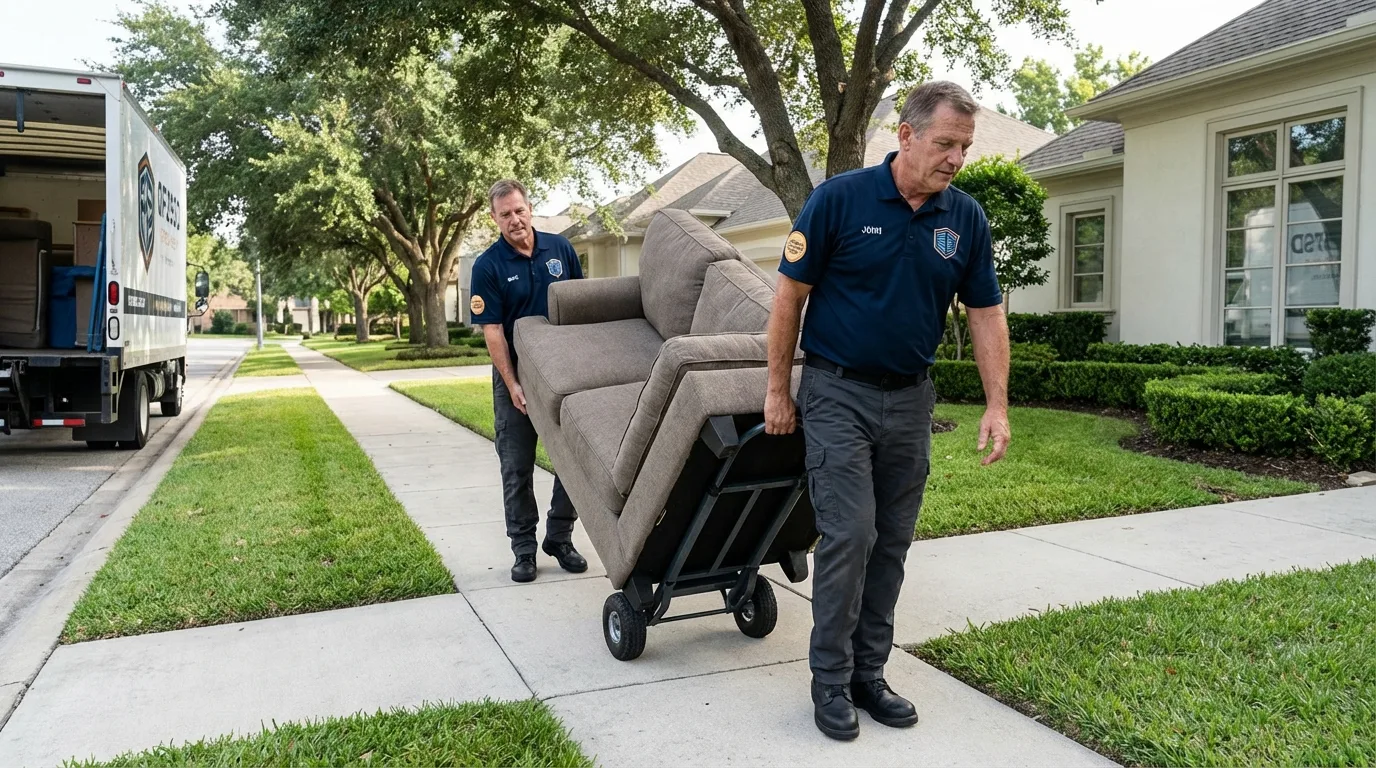 Local residential moving crew loading furniture in Lake Oswego, OR