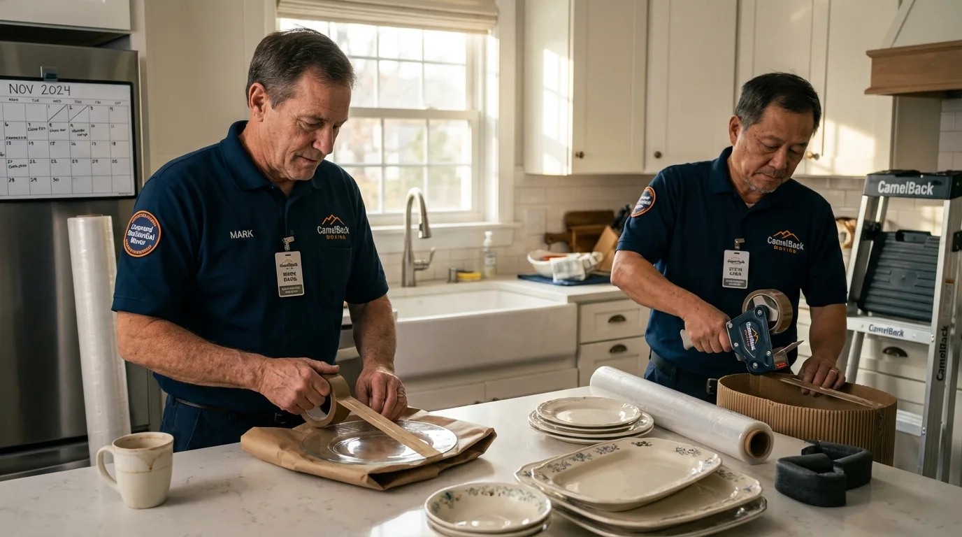 Professional crew packing kitchen dishware in Lake Oswego, OR