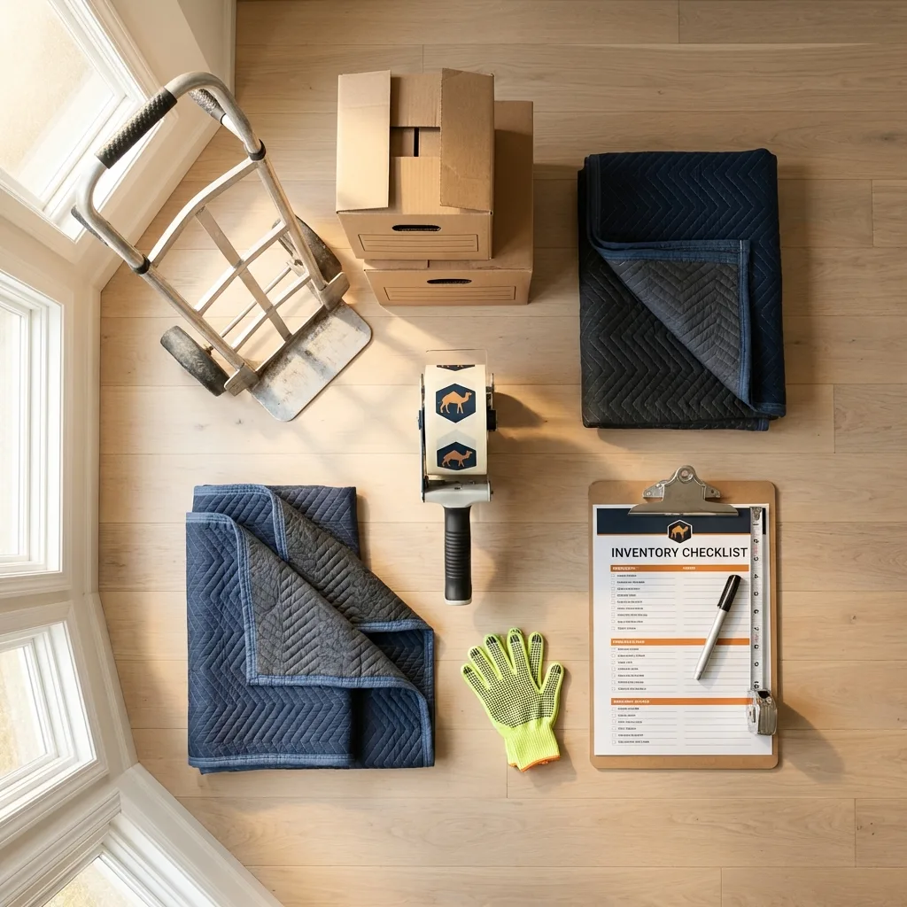 Professional moving supplies and packing materials layout for Lake Oswego residential relocations